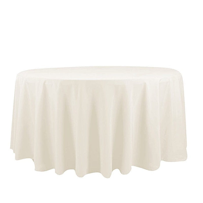 120" Cotton Blend Round Tablecloth for Weddings and Events TAB_COT01_120_IVR