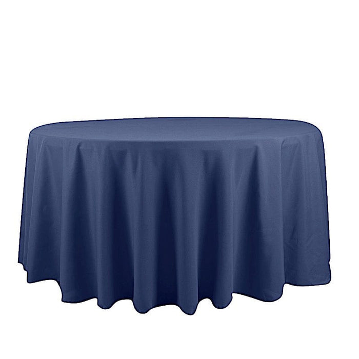120" Cotton Blend Round Tablecloth for Weddings and Events TAB_COT01_120_NAVY