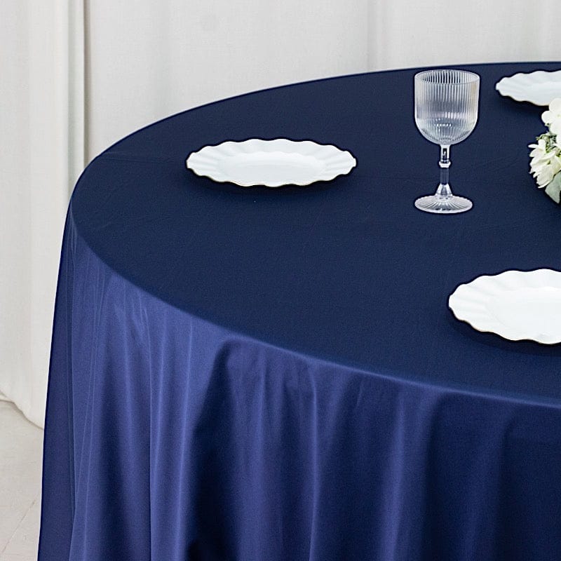 120" Fire Retardant Polyester Scuba Round Tablecloth