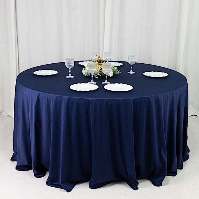 120" Fire Retardant Polyester Scuba Round Tablecloth