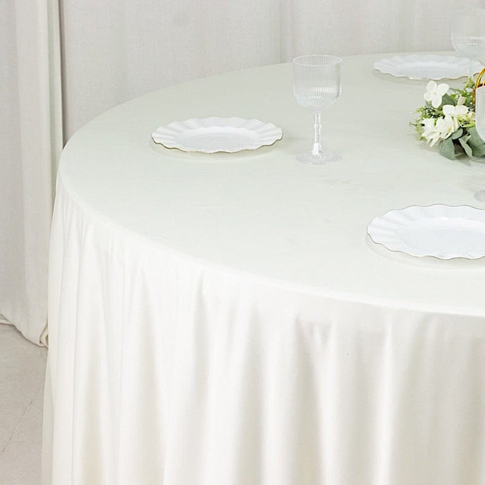 120" Fire Retardant Polyester Scuba Round Tablecloth