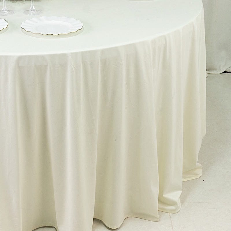 120" Fire Retardant Polyester Scuba Round Tablecloth
