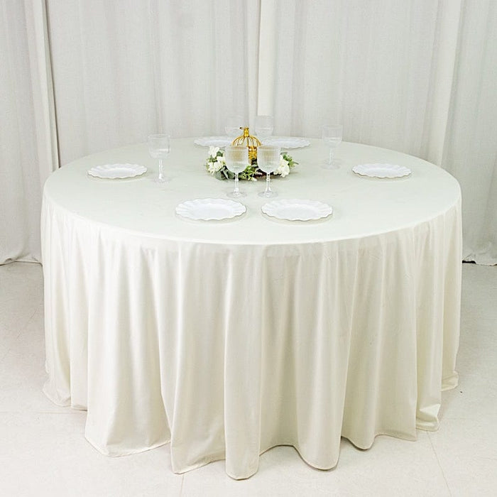 120" Fire Retardant Polyester Scuba Round Tablecloth
