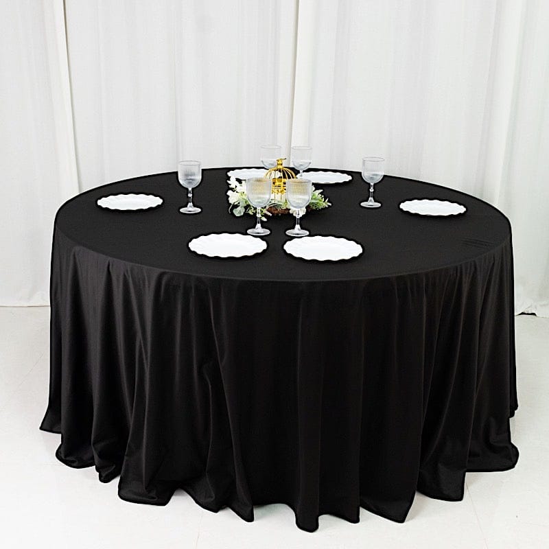 120" Fire Retardant Polyester Scuba Round Tablecloth