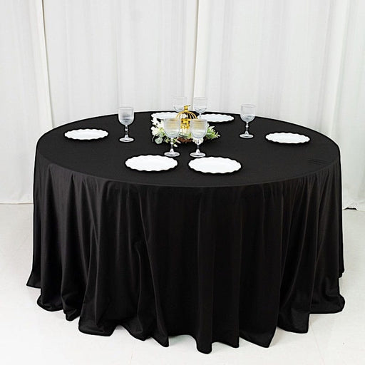 120" Fire Retardant Polyester Scuba Round Tablecloth