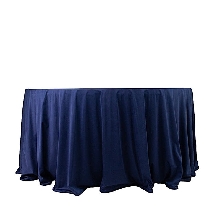120" Fire Retardant Polyester Scuba Round Tablecloth TAB_SCUBA_IFR_120_NAVY