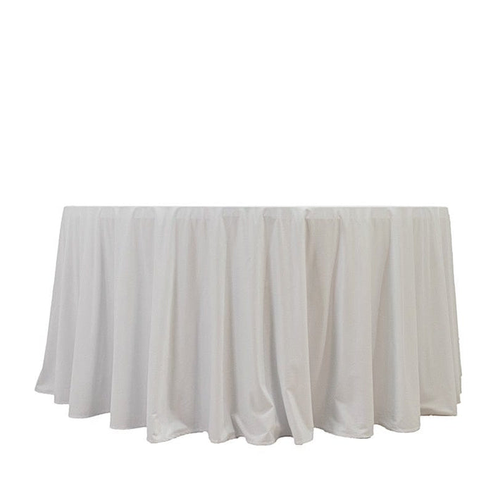 120" Fire Retardant Polyester Scuba Round Tablecloth TAB_SCUBA_IFR_120_WHT