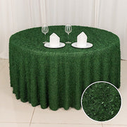 120" Fringe Shag Polyester Round Tablecloth