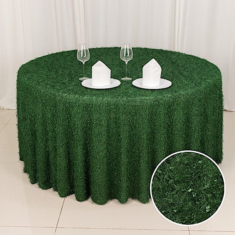 120" Fringe Shag Polyester Round Tablecloth
