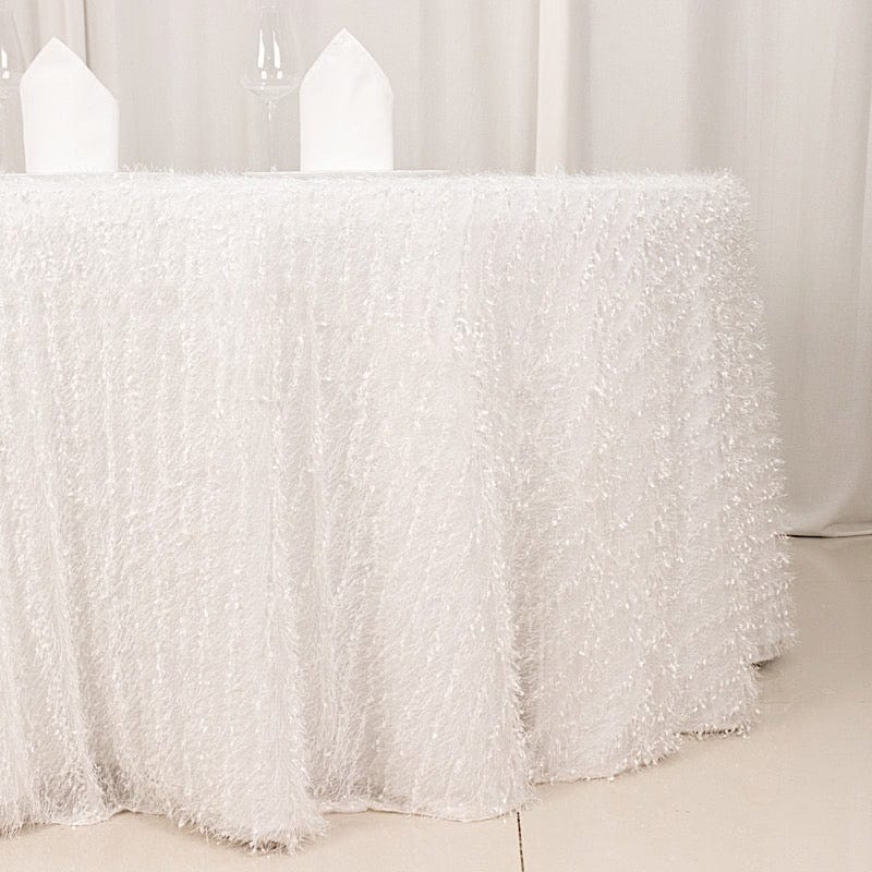 120" Fringe Shag Polyester Round Tablecloth