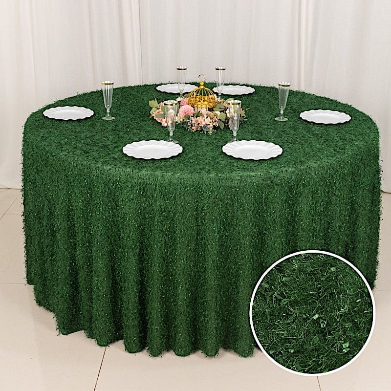 120" Fringe Shag Polyester Round Tablecloth