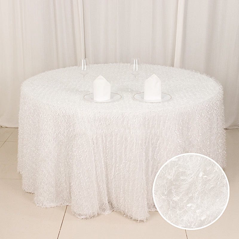 120" Fringe Shag Polyester Round Tablecloth