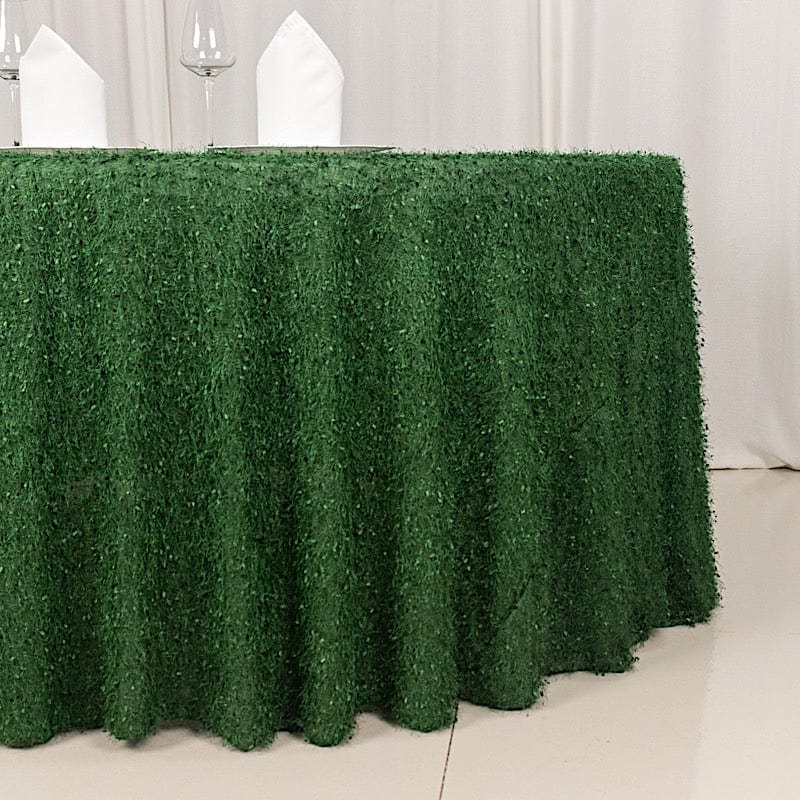 120" Fringe Shag Polyester Round Tablecloth