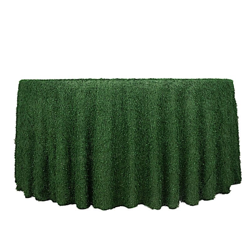120" Fringe Shag Polyester Round Tablecloth TAB_STR02_120_GRN