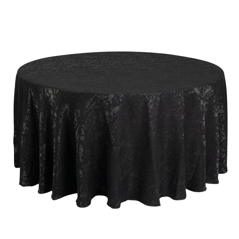 120" Jacquard Polyester Round Tablecloth with Abstract Watercolor Pattern TAB_JAC02_120_BLK