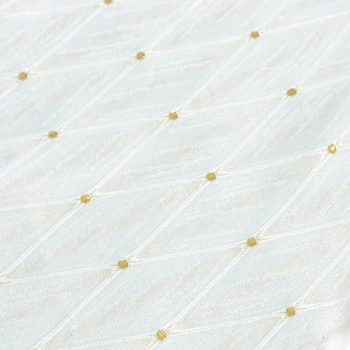 120" Jacquard Polyester Round Tablecloth with Diamond Trellis and Gold Accents