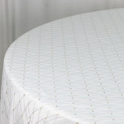 120" Jacquard Polyester Round Tablecloth with Diamond Trellis and Gold Accents