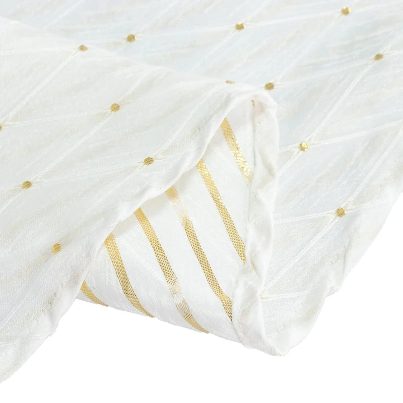 120" Jacquard Polyester Round Tablecloth with Diamond Trellis and Gold Accents
