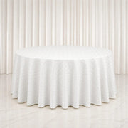 120" Jacquard Polyester Round Tablecloth with Diamond Trellis and Gold Accents