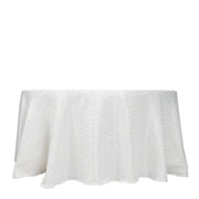 120" Jacquard Polyester Round Tablecloth with Diamond Trellis and Gold Accents
