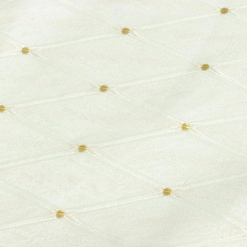 120" Jacquard Polyester Round Tablecloth with Diamond Trellis and Gold Accents