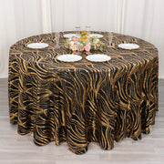 120" Mesh Round Tablecloth with Wavy Embroidered Sequins