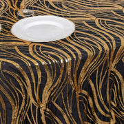 120" Mesh Round Tablecloth with Wavy Embroidered Sequins