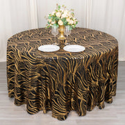 120" Mesh Round Tablecloth with Wavy Embroidered Sequins