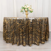 120" Mesh Round Tablecloth with Wavy Embroidered Sequins
