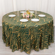 120" Mesh Round Tablecloth with Wavy Embroidered Sequins
