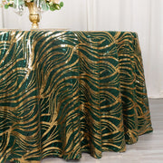 120" Mesh Round Tablecloth with Wavy Embroidered Sequins