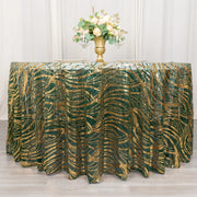 120" Mesh Round Tablecloth with Wavy Embroidered Sequins