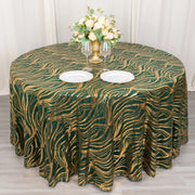 120" Mesh Round Tablecloth with Wavy Embroidered Sequins