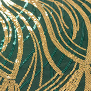 120" Mesh Round Tablecloth with Wavy Embroidered Sequins