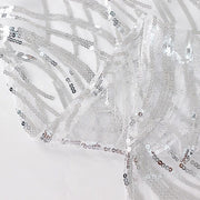 120" Mesh Round Tablecloth with Wavy Embroidered Sequins