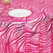 120" Mesh Round Tablecloth with Wavy Embroidered Sequins