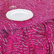 120" Mesh Round Tablecloth with Wavy Embroidered Sequins