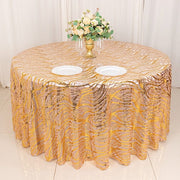 120" Mesh Round Tablecloth with Wavy Embroidered Sequins