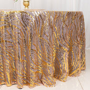 120" Mesh Round Tablecloth with Wavy Embroidered Sequins
