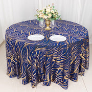 120" Mesh Round Tablecloth with Wavy Embroidered Sequins