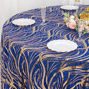 120" Mesh Round Tablecloth with Wavy Embroidered Sequins