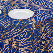 120" Mesh Round Tablecloth with Wavy Embroidered Sequins