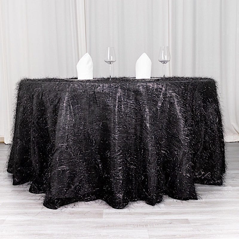 120" Polyester Rectangular Tablecloth with Metallic Tinsel