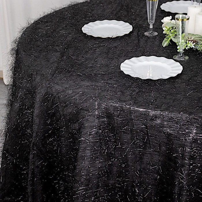 120" Polyester Rectangular Tablecloth with Metallic Tinsel