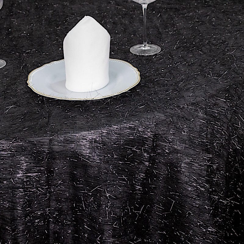120" Polyester Rectangular Tablecloth with Metallic Tinsel