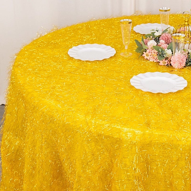120" Polyester Rectangular Tablecloth with Metallic Tinsel