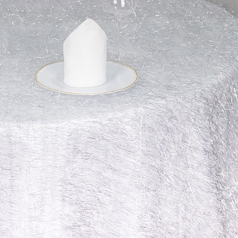 120" Polyester Rectangular Tablecloth with Metallic Tinsel