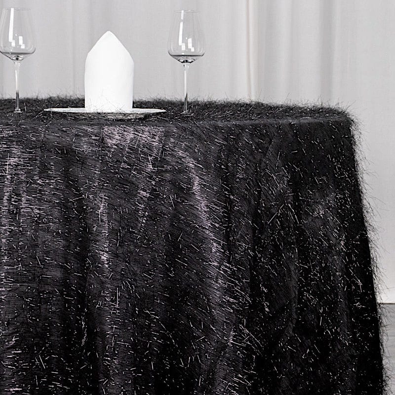 120" Polyester Rectangular Tablecloth with Metallic Tinsel