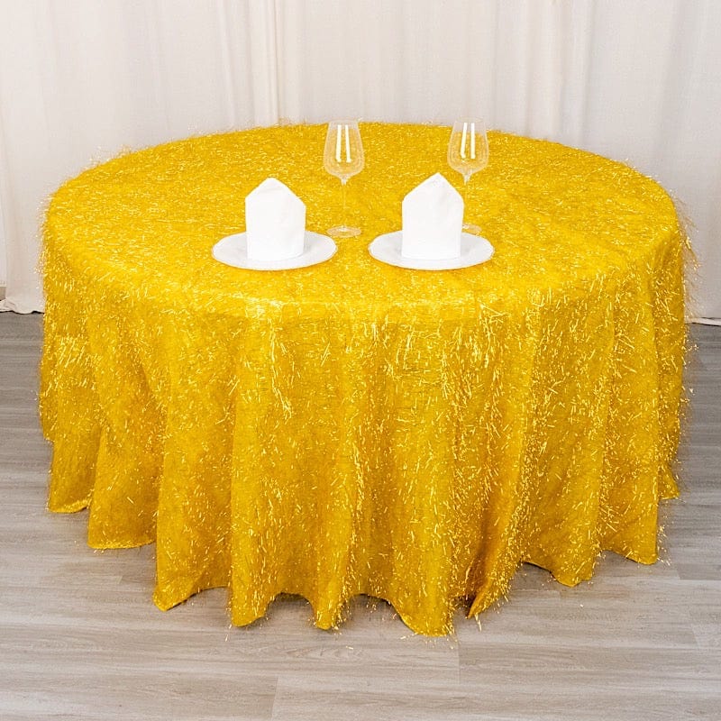 120" Polyester Rectangular Tablecloth with Metallic Tinsel