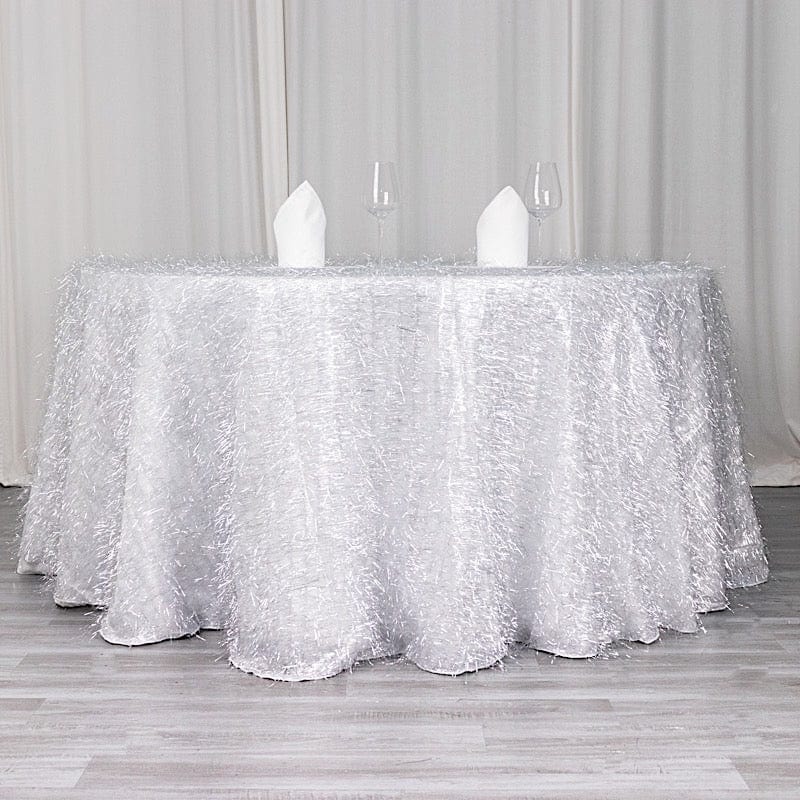120" Polyester Rectangular Tablecloth with Metallic Tinsel